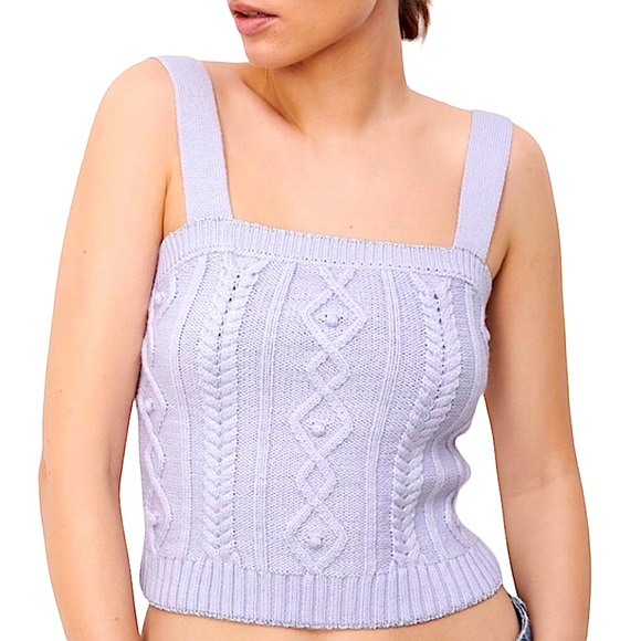 Zara Tops - ZARA: NWT Cable Knit Light Purple Violet Crop Top  - Size Small